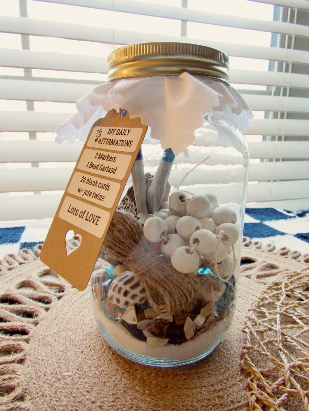 DIY Affirmation Jar craft kit with beaded garland